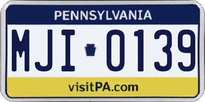 PA license plate MJI0139