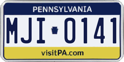 PA license plate MJI0141