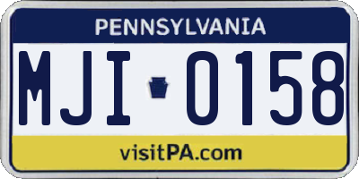 PA license plate MJI0158