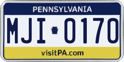 PA license plate MJI0170