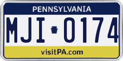 PA license plate MJI0174