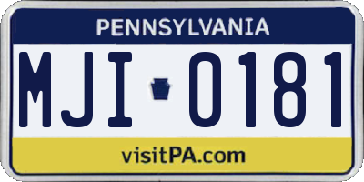 PA license plate MJI0181