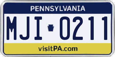 PA license plate MJI0211