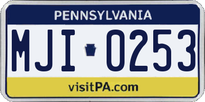 PA license plate MJI0253
