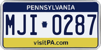 PA license plate MJI0287