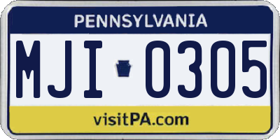 PA license plate MJI0305