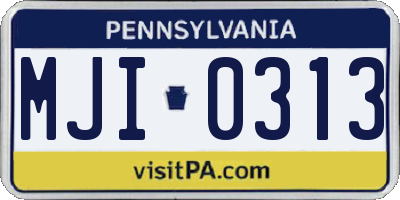 PA license plate MJI0313