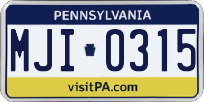PA license plate MJI0315
