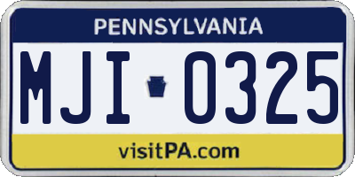 PA license plate MJI0325