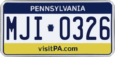 PA license plate MJI0326