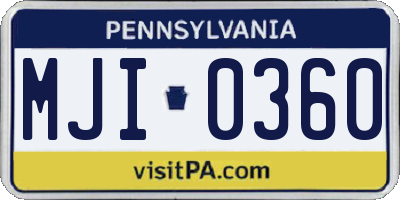 PA license plate MJI0360