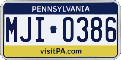 PA license plate MJI0386