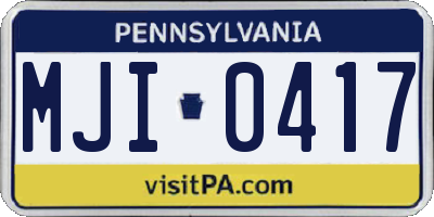 PA license plate MJI0417