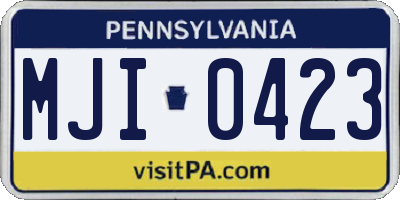 PA license plate MJI0423
