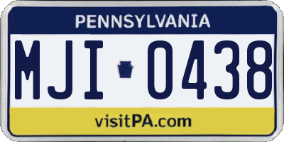 PA license plate MJI0438