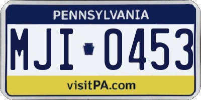 PA license plate MJI0453
