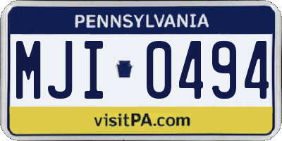 PA license plate MJI0494