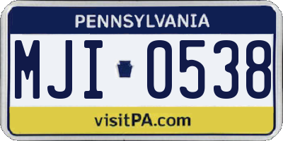 PA license plate MJI0538