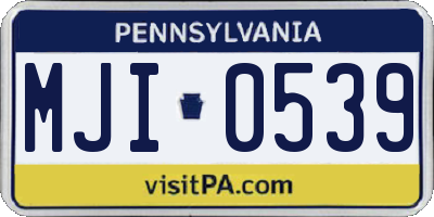 PA license plate MJI0539