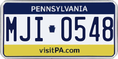 PA license plate MJI0548