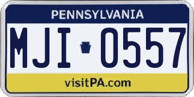 PA license plate MJI0557