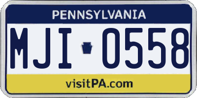 PA license plate MJI0558