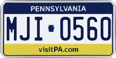 PA license plate MJI0560