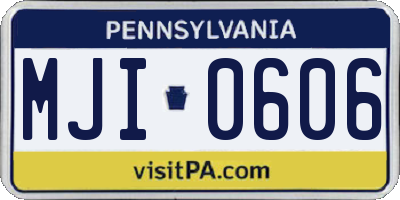 PA license plate MJI0606