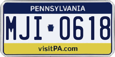 PA license plate MJI0618