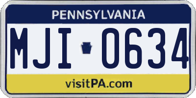 PA license plate MJI0634