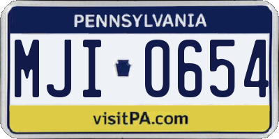 PA license plate MJI0654