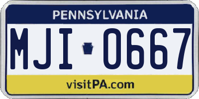 PA license plate MJI0667