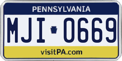 PA license plate MJI0669