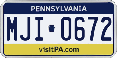 PA license plate MJI0672