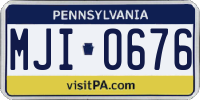 PA license plate MJI0676