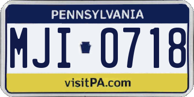 PA license plate MJI0718