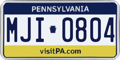 PA license plate MJI0804
