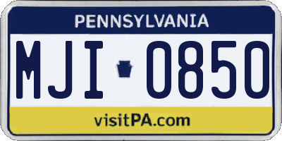 PA license plate MJI0850