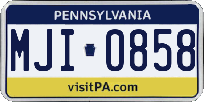 PA license plate MJI0858