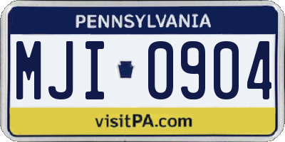 PA license plate MJI0904