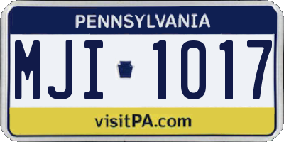 PA license plate MJI1017