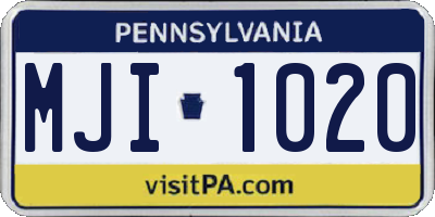 PA license plate MJI1020