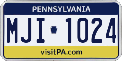 PA license plate MJI1024