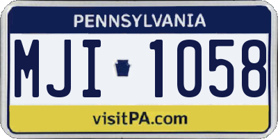 PA license plate MJI1058