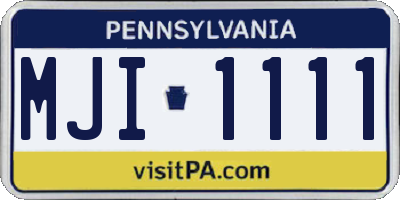PA license plate MJI1111