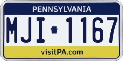 PA license plate MJI1167