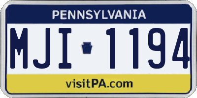 PA license plate MJI1194
