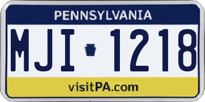 PA license plate MJI1218