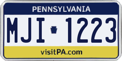 PA license plate MJI1223