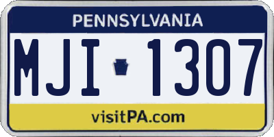 PA license plate MJI1307
